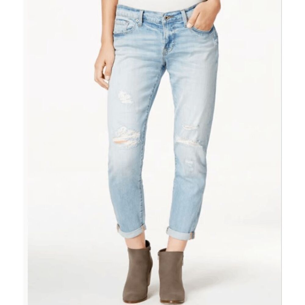 Lucky Brand Jeans Sienna Cigarette Light Wash Destroyed Distressed Size 4 /‎ 27